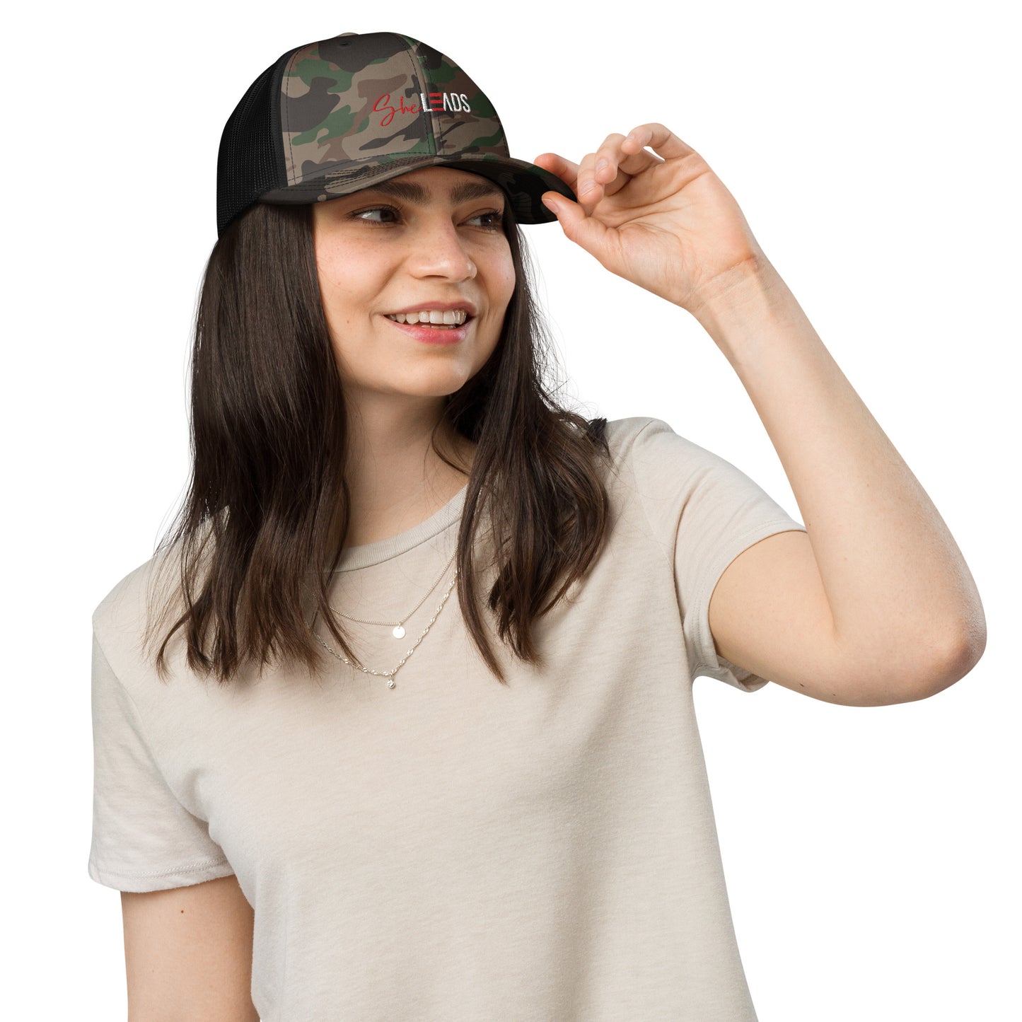 She Leads Collection: Camouflage trucker hat